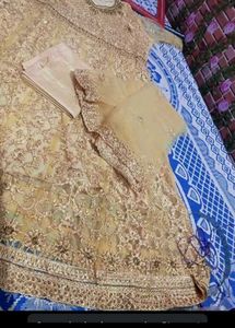 unstitched Elegant Golden Anarkali Suit