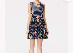 Maison Jules Navy Striped Floral Dress