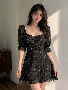 Chic Black Polka Dot Mini Dress