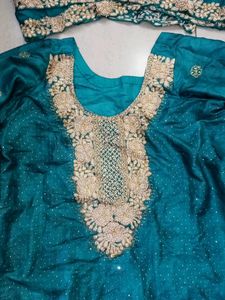 Elegant Teal Kurta Set with Embellishments