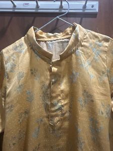 Elegant Yellow Floral Print Kurta