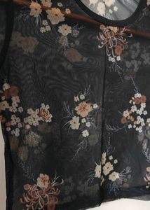 Sheer Floral Long Sleeve Crop Top