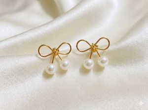 Cute Bow Pearl Earrings
