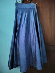 Blue A-Line Midi Skirt