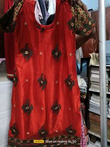 Embroidered Red Kurta