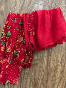 Vibrant Red Floral Kurta Set