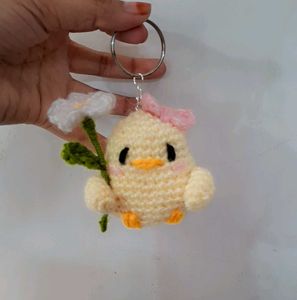 Crochet Chick or Sun keychain