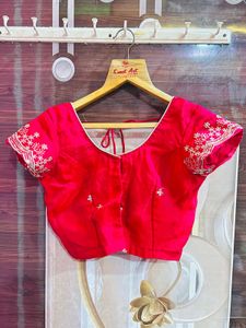 Blue Saree with Pink Embroidered Blouse