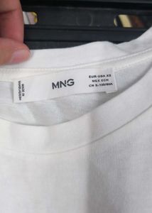 Mango White T-Shirt with Palm Leaf Print