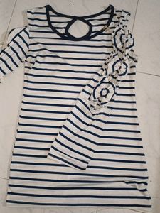 Navy Blue Striped long Top