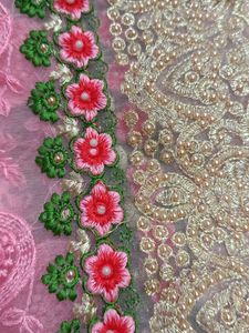 Pink Embroidered Net Saree