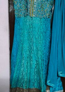 Teal Embellished Anarkali Dress