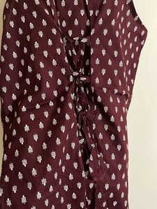 Maroon Printed Spaghetti Strap Top