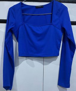 Royal Blue Square Neck Crop Top