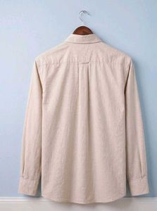Men's Beige Long Sleeve Button-Up Shirt
