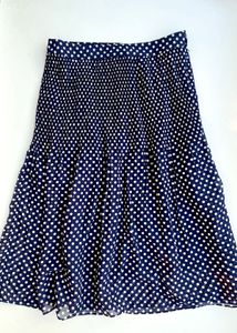 Navy blue Polka Dot Midi Skirt