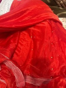 Elegant Red Embellished Saree Very Light Weighted