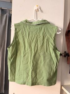 Sleeveless Green Polo Top