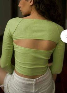 Lime Green Long Sleeve Crop Top