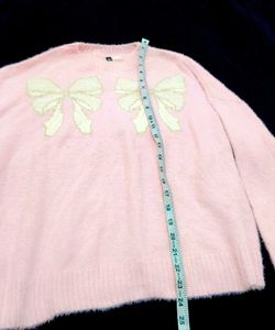Pink Bow Detail korean Knit Sweater top