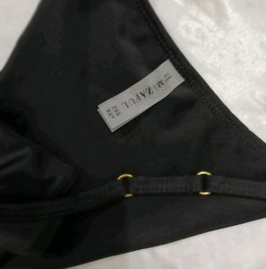 Black Bikini Bottom with Gold Accents