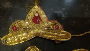 Exquisite Gold &amp; Red Embellished Ethnic Accessory