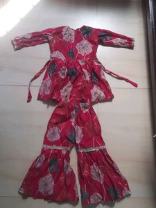 Beautiful Red Floral Kurta Set with Dupatta