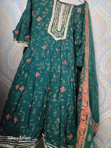 Green Printed Kurta Set with Dupatta