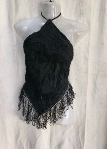 69. Velvet Halter Fringe Top