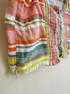 Striped Crop Top with Ruffle Sleeves