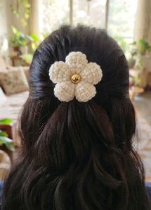 Handmade Cream Flower Hair Clip 2 pic