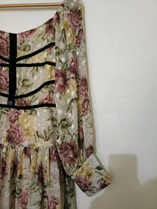 Floral Print Long Sleeve Mini Dress