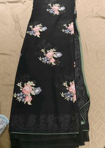 Elegant Black Embroidered Dress Material