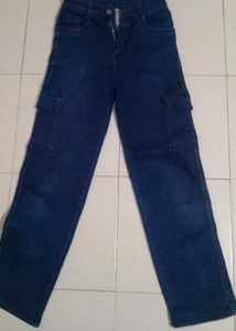 Blue Denim Cargo Pants