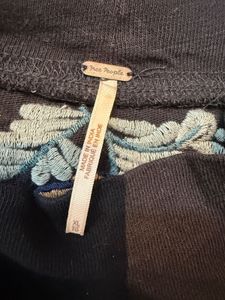 FREE PEOPLE Embroidered Black Turtleneck Top
