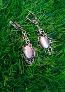 Pure Silver Real Cateye Stone Imported Earrings