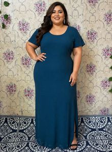 Elegant Teal Short Sleeve Midi Dress