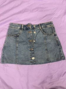 Denim Button-Up Mini Skirt