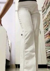 White High-Waist Wide-Leg Pants