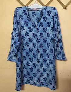 Blue Leaf Print Kurta