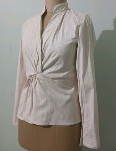 Chic Striped Twist Front Blouse