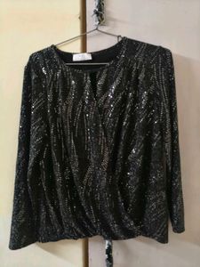 Sparkly Black Long Sleeve Top