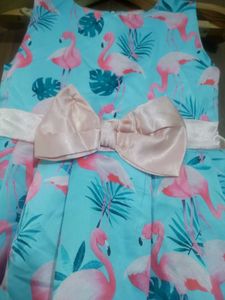 Flamingo Print Party Dress