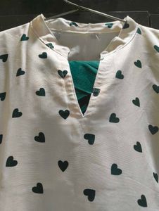 White Kurta with Black Heart Print