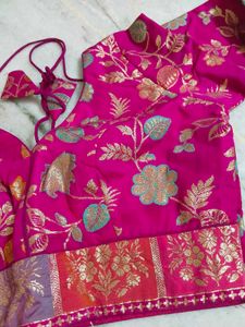Designer Pink Banarasi Silk Blouse