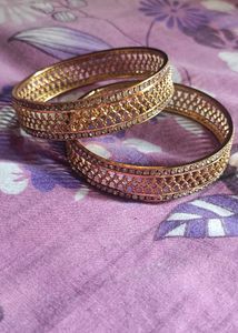 Elegant Gold Bangles with Stones