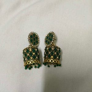 Elegant Green Jhumka Earrings