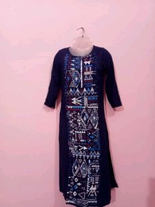 Stylish Printed Navy Blue Kurta