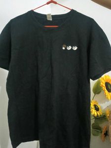 Cute Embroidered Black T-Shirt