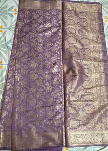 Elegant Purple Silk Brocade Saree